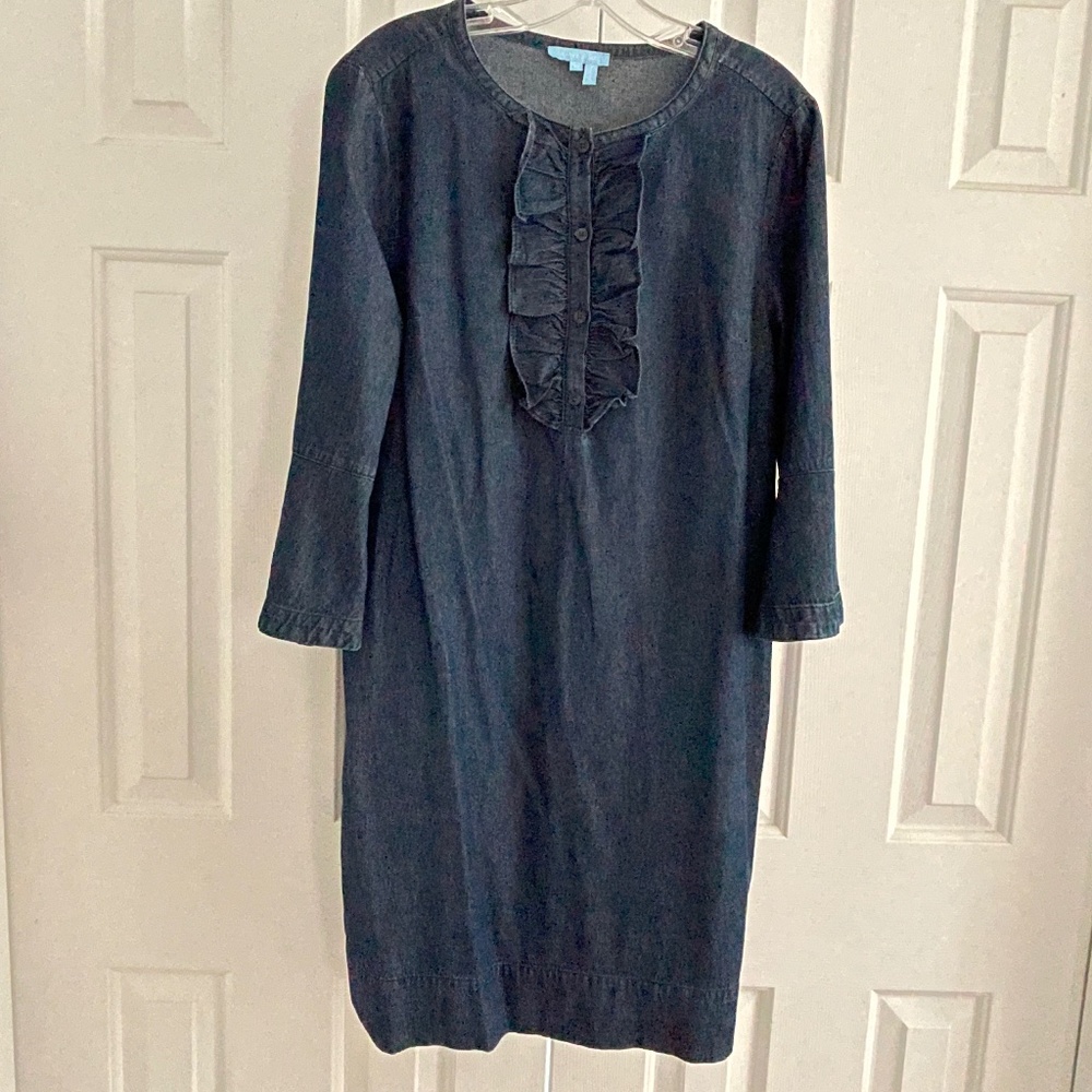 Draper James chambray ruffle shift dress